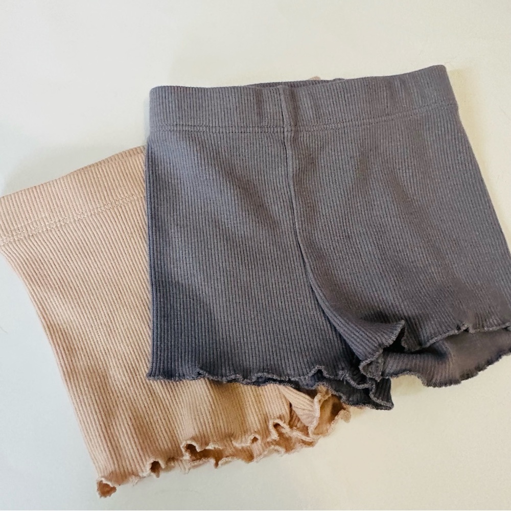 Little co lettuce trim ribbed biker shorts